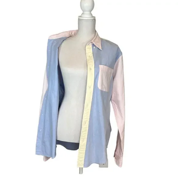 Abercrombie & Fitch Top Long Sleeve Colorblock Shirt Size L - Picture 5 of 7